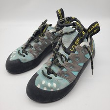 La Sportiva 10QTU Tarantulace Rock Climbing Shoes Blue Grey Leather Women's 5.5