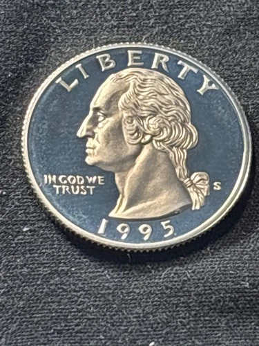1995-S Silver Proof Washington Quarter • 90% Silver • Brilliant Mirror Fields •