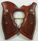 New, Wood checkered grips for S&W Revolvers, K, L Frame, Round butt, 686-64-65-6