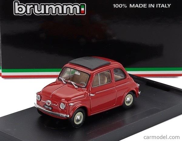 Brumm R365-01 Fiat NEU 500 Schiebedach Geschlossen 1959 ROT Koralle Innen BE-image