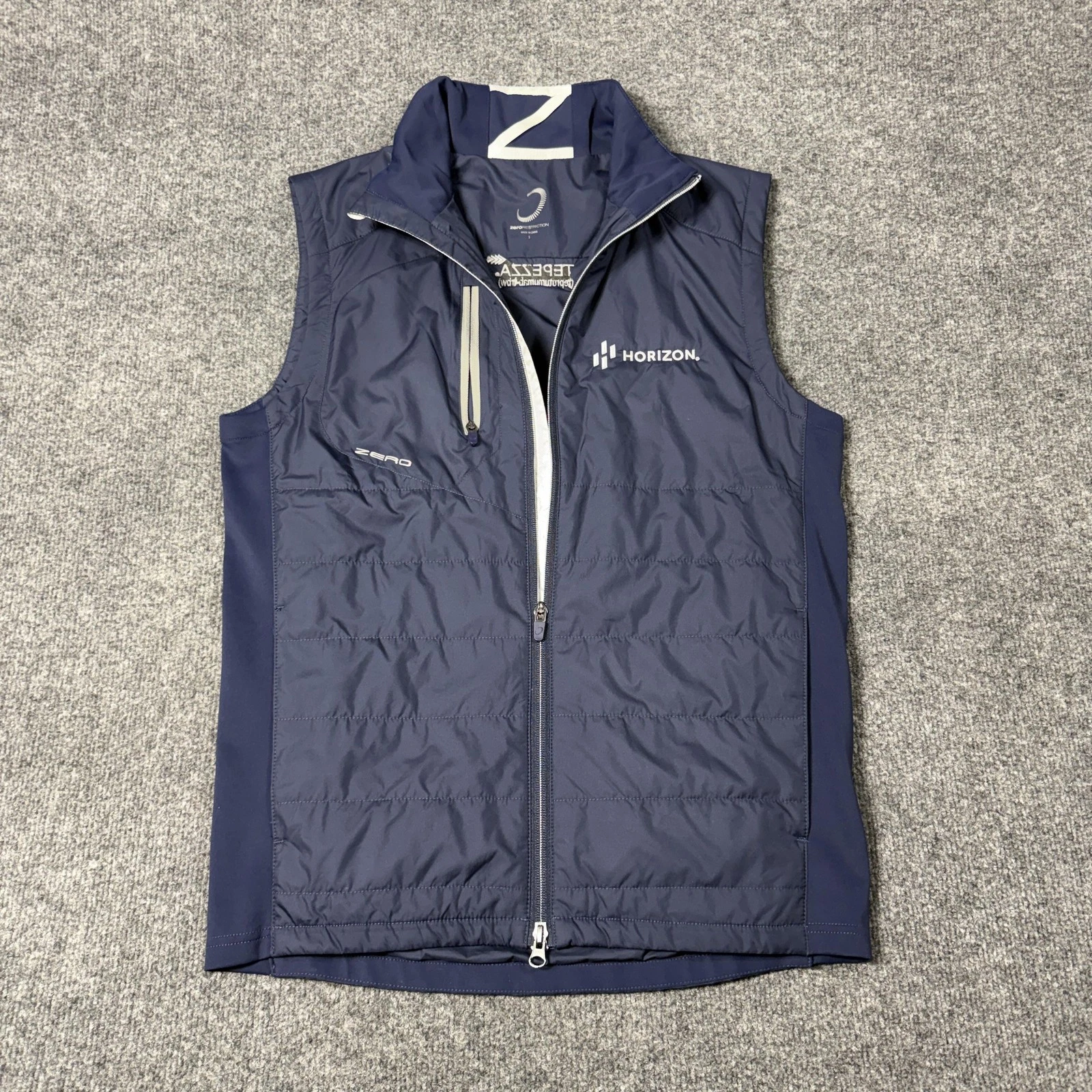 Zero Restriction Vest Mens Small Blue Quilted Full Zip Horizon Tepezza Golf