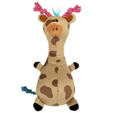 TrustyPup Tough 'N Fun Long Neck Giraffe Plush Squeaky Chew Guard Dog Toy