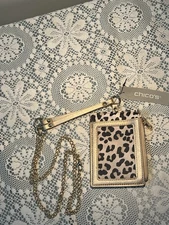 Chico’s Animal Print & Gold Lanyard ID Coin Purse W/ Gold Hardware Chain NWT- M3