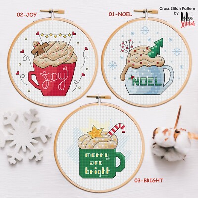 Weihnachten Kreuzstich Muster SET. Neujahr Themen Tassen Diagramm von LiluXstitch