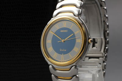 N MINT] Seiko Dolce 5E31-6A20 Navy Blue Dial Quartz 33mm Men Watch