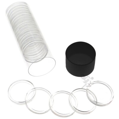 US Half Dollar Coin Holders, Black Capsule Tube & 20 AirTite T30 Direct Fits