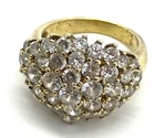 Golden Cluster CZ Men Sterling Silver 925 Ring Round Band Vintage Size 7 Heavy