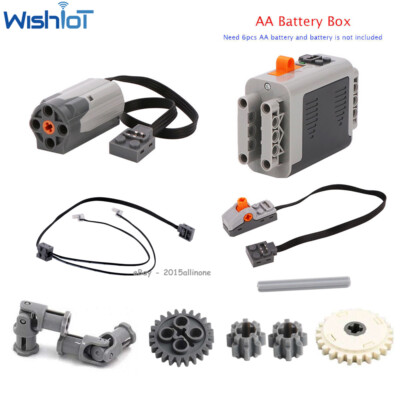 11PCS Technical M Motor LED Light Strip AA Battery Case MOC Power Functions Set