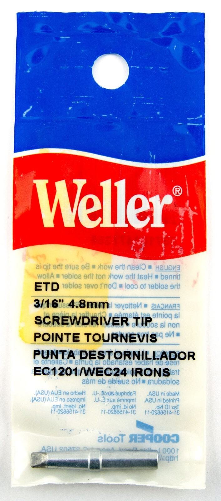 Weller ETD Discontinued USA Made Version Soldering Iron Screwdriver Tip