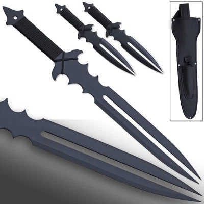 KNIFEKING Undead Slayer Set Ninja Sword, 2 Thrower Knives, Shoulder Sheath Shinobi Stealth