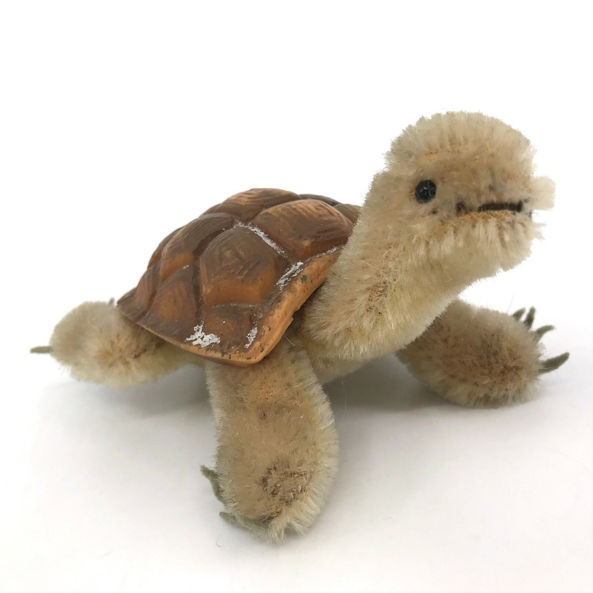 Steiff Slo Turtle 1960s Mohair Plush and Rubber Shell 10cm Steiff Slo Turtle 1960s Mohair Plush and Rubber Shell 10cm