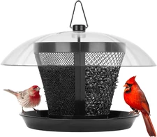 Kingsyard Bird Feeder for Outside, Dual-Use Metal Mesh Wild Bird Feeder with Wea