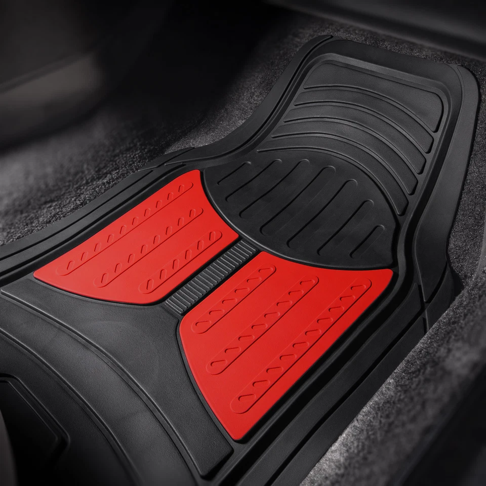 Black Red 2 Tone Floor Mats for Car SUV Van Universal Fit - Image 4 of 4