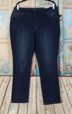 Kim Roger Womens Size 14W Blue Tummy Control Pull On Straight Leg Jegging Jeans