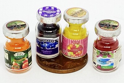 Dolls House 4 Jars Of Assorted Jam 1:12 Scale Kitchen Preserve Set 3 tumdee