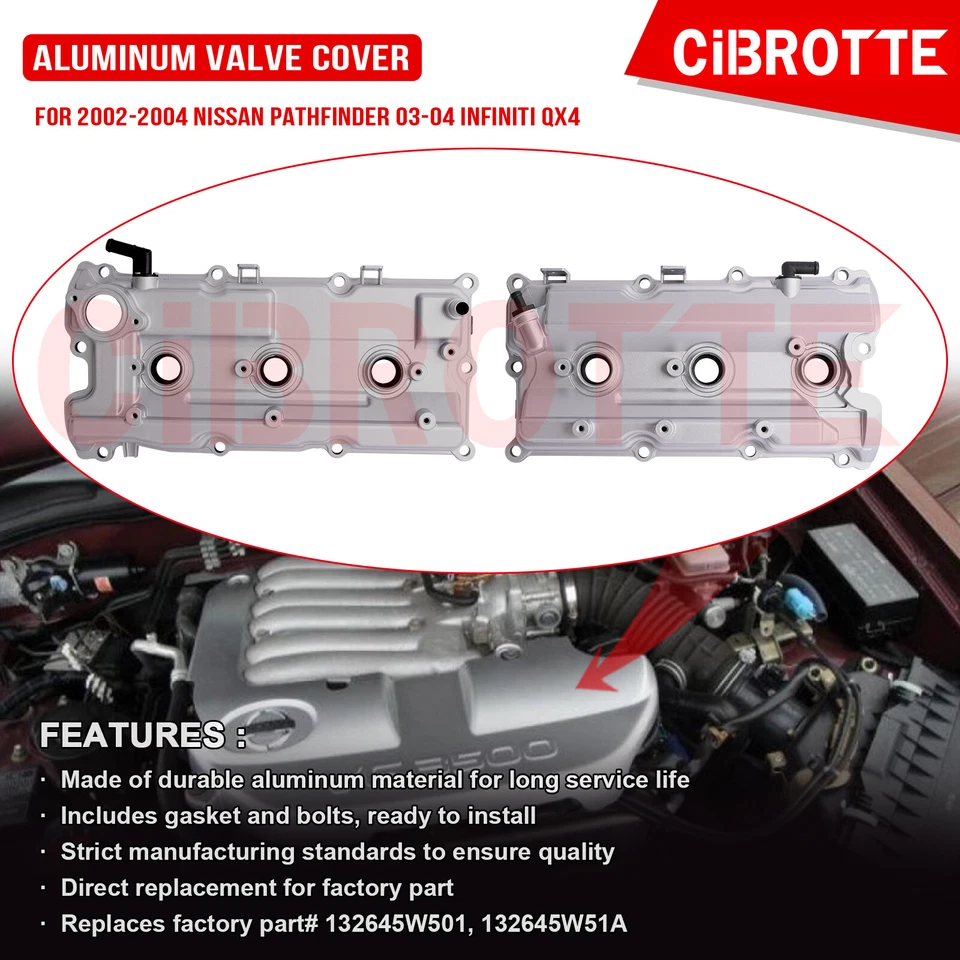 Juego de cubierta de válvula izquierda + derecha mejorado para Nissan Pathfinder 2002-2004 3,5 L👍 Foto 2 de 4