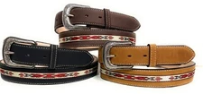 MEN'S WESTERN LEATHER BELT. SADDLE HORSE SOUTHWESTERN STYLE COWBOY RODEO BELT