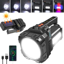 Super Bright Solar LED Searchlight USB Rechargeable Handheld Flashlight Lamp