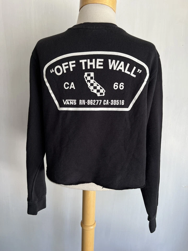 范斯 OFF THE WALL 官方女式 CALI 长袖裁剪上衣运动衫,尺寸 S — 第 3/4 张图片