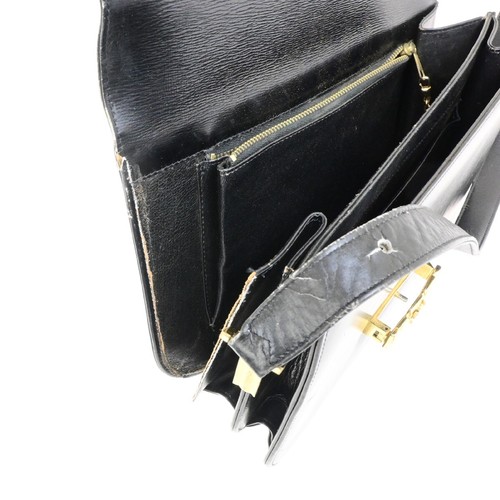 CELINE PARIS Logo Horse Carriage Shoulder Bag Leather Black Gold Italy 67FA291 - Picture 16 of 16