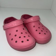 Pink Crocs Classic Faux Fur Lined Clogs Size 7 Slip On Comfort