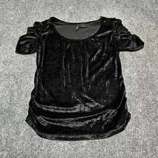 New Directions Shirt Womens Medium Black Pullover Scoop Neck Short Sleeve Blouse