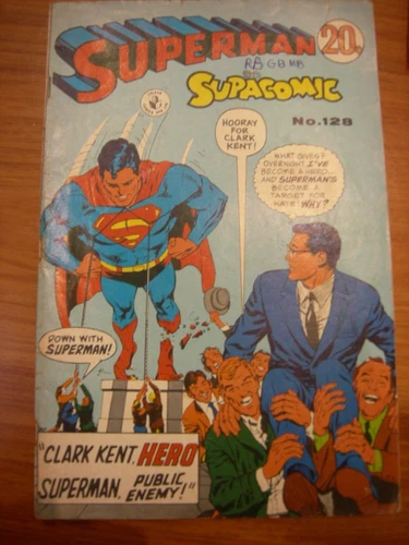 Superman Supacomic No. 128  Australian Vintage Comic. Fair Con. Priced to sell.