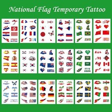 National Flag Temporary Tattoos 18 Sheets National Flag Tattoos for Party Festiv