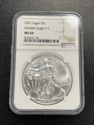 2021 American Silver Eagle - NGC MS 69 / Heraldic Eagle T-1 / Beautiful! - NR!