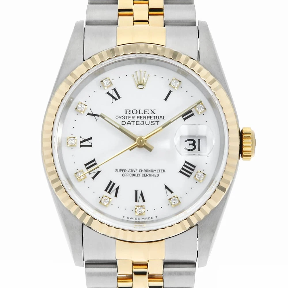 Rolex — ROLEX Datejust 10P Diamond 16233G white center rome X Number second hand mens