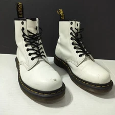 DOC MARTENS Zavala White Leather Gum Sole Combat Boots Mens Sz 7 Womens Sz 8
