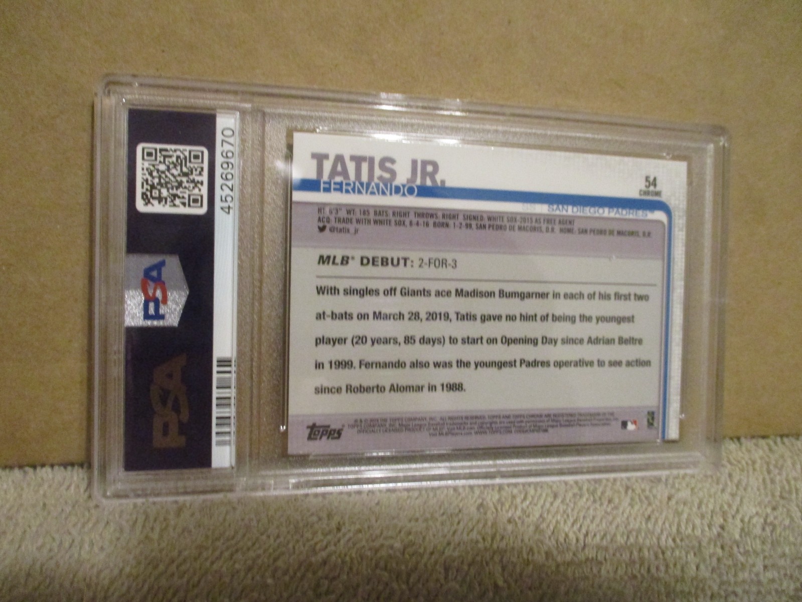 2019 TOPPS CHROME UPDATE FERNANDO TATIS JR #54 RC ROOKIE PSA 10 GEM MINT! PADRES view 13