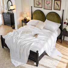 100 French Linen Queen Size Sheets Set,Natural Flax Bedding  Cooling for Hot S