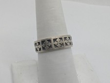 Vintage Sterling Silver 925 Geometric Design Band Ring Size 8.75