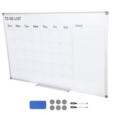 Whiteboard Calendar, Dimensions 36 x 24 Inches, Wall-Mounted Magnetic Monthly