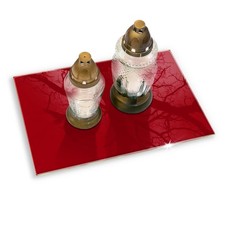 Tempered Glass Plate Backing Memorial Candle Protector Durable Red Color 80x52