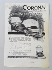 1917 Corona Portable Typewriters Fireside Cigar Ashtray Vtg Magazine Print Ad