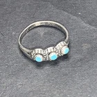 STERLING SILVER .925 Lot Ring R28 Sz 3.5 Zuni Needle Point Turquoise Triple Stud