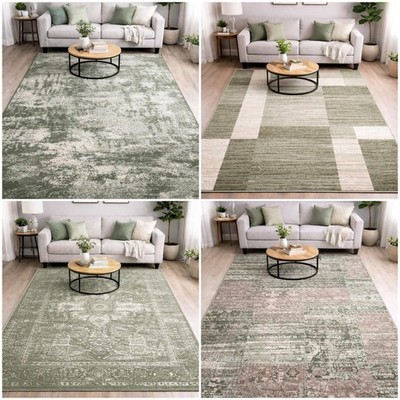 Grün Modern Teppich Extra Groß Weich Teppich Wohnzimmer Schlafzimmer Flur Läufer Matte