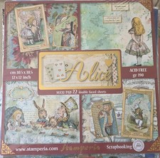 Stamperia ALICE - 22 x 12" X 12" Double Sided Scrapbooking Papers, Acid Free New
