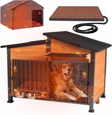 Large Heated Dog House Outdoor with Safe Heater and Thermal Liner Insulated Dog
