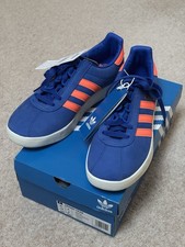 Adidas Trimm Trab Men's Suede Trainers, Blue/Orange/White UK size 8 EU 42