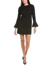 Oscar De La Renta Cutout Detail Silk-Lined Wool-Blend Shift Dress Women's Black
