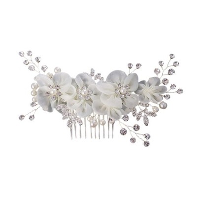 Elegant Hair Comb with Flower Rhinestones Pearls Bridal Tiaras Hairpin Hair