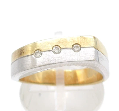 Größe 57 Ring 585 GOLD 14 Karat Bicolor Diamant diamond bague anello G1334/26 - Bild 1 von 4