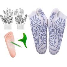 Reflexology Socks with Tools and Gloves Set, Acupuncture Socks Kit for Foot Mass