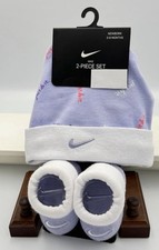 Nike Newborn Hat And Booties Blue 0-6 Months Set Beanie Socks