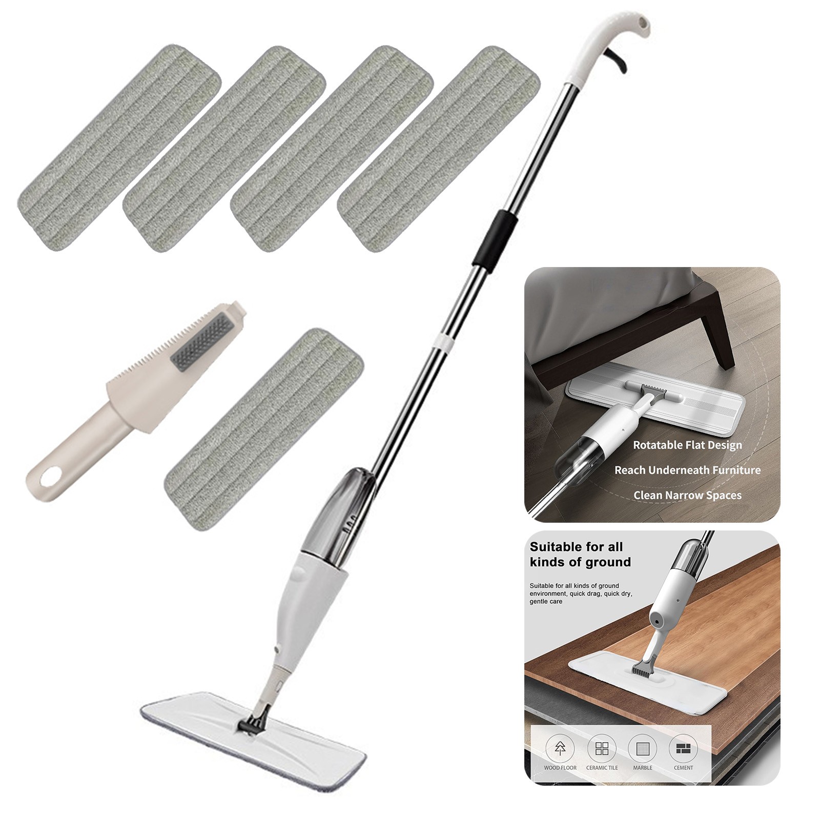 Spray Mops for Floor Cleaning with 5 Washable Pads, Wet Dry Microfiber Mop Home
