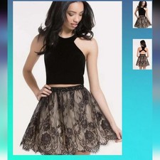 Alyce Paris NWT Black Velvet  Lace Two Piece Homecoming/ Prom Dress Set Sz 4