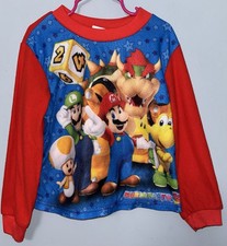 Mario Party 9 Nintendo Boys Size 4/5 Fleece Pajama Shirt Top Long Sleeve